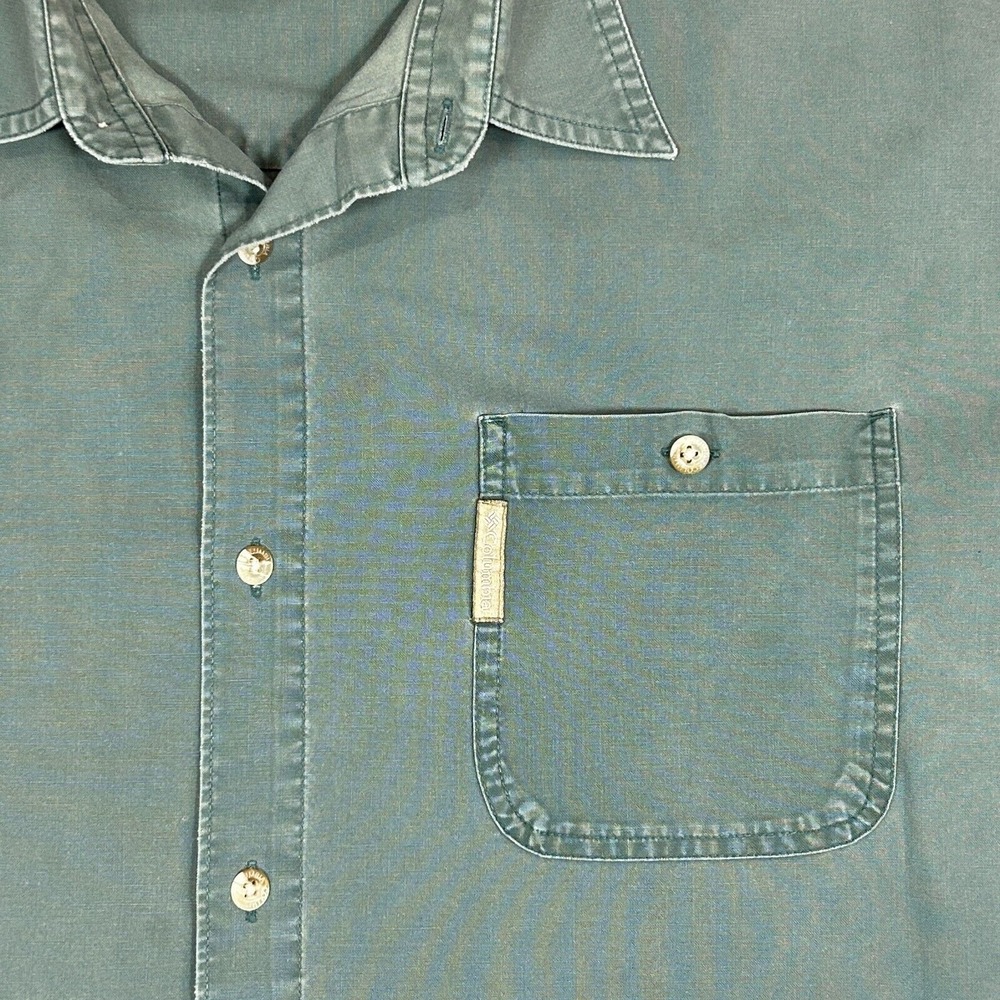 Columbia Men's Green and Tan Casual Button Down Shirt - Picture 9 of 14